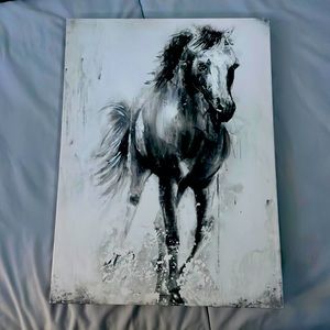 White and black horse painting. Brand new, doesn’t fit my room aesthetic
